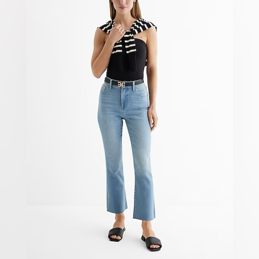 Express Light Wash Cropped Flare Jean